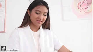 Asian slutty nurse got double penetrated - Mai Thai&comma; Thomas Stone and Csoky Ice